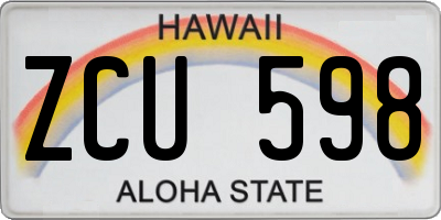 HI license plate ZCU598