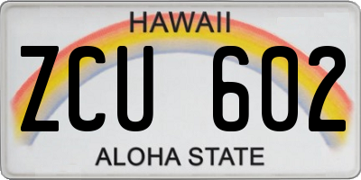 HI license plate ZCU602