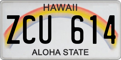 HI license plate ZCU614
