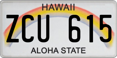 HI license plate ZCU615