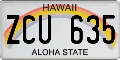 HI license plate ZCU635