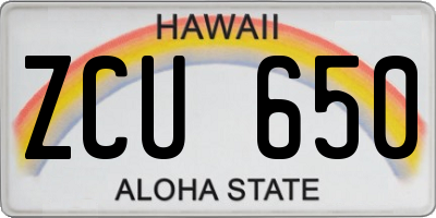 HI license plate ZCU650