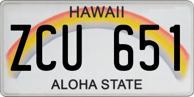 HI license plate ZCU651