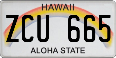 HI license plate ZCU665