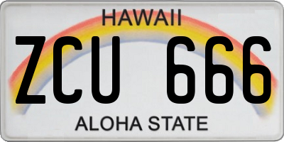 HI license plate ZCU666