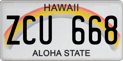 HI license plate ZCU668