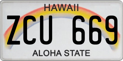 HI license plate ZCU669