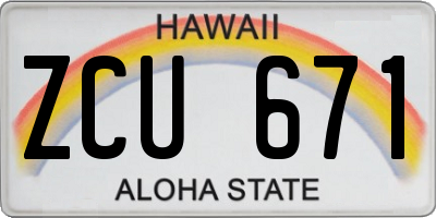HI license plate ZCU671