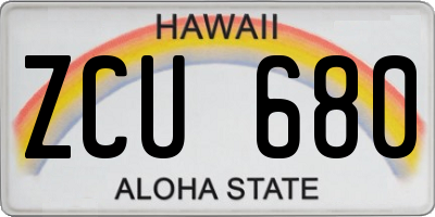 HI license plate ZCU680