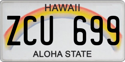 HI license plate ZCU699