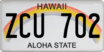 HI license plate ZCU702