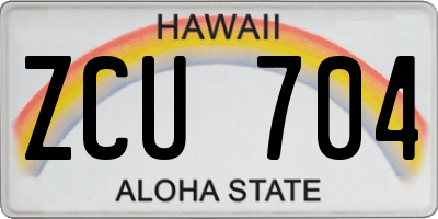 HI license plate ZCU704
