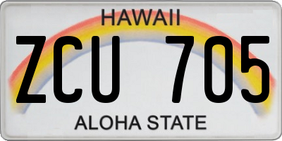 HI license plate ZCU705