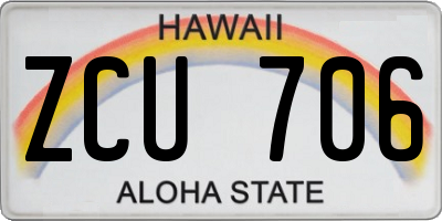 HI license plate ZCU706