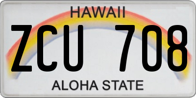 HI license plate ZCU708
