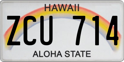 HI license plate ZCU714
