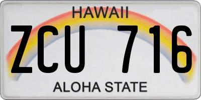 HI license plate ZCU716
