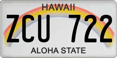 HI license plate ZCU722