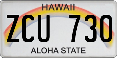HI license plate ZCU730