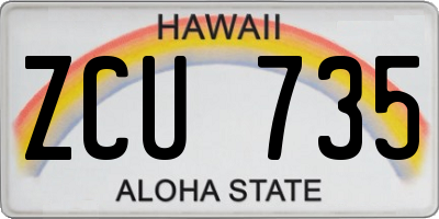 HI license plate ZCU735