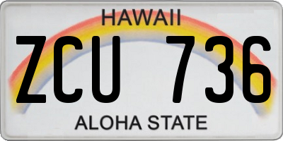 HI license plate ZCU736