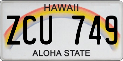 HI license plate ZCU749