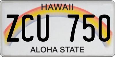 HI license plate ZCU750