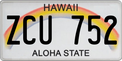 HI license plate ZCU752