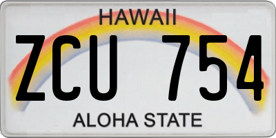 HI license plate ZCU754