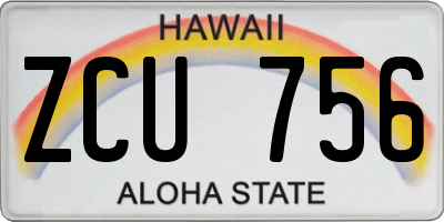 HI license plate ZCU756