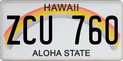 HI license plate ZCU760