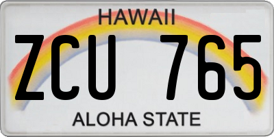 HI license plate ZCU765