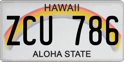 HI license plate ZCU786