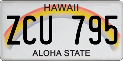 HI license plate ZCU795