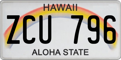 HI license plate ZCU796