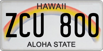 HI license plate ZCU800