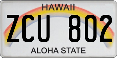 HI license plate ZCU802