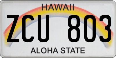 HI license plate ZCU803