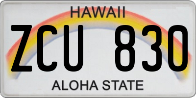 HI license plate ZCU830