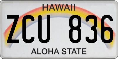 HI license plate ZCU836