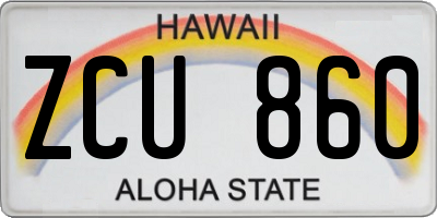 HI license plate ZCU860