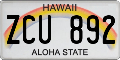 HI license plate ZCU892