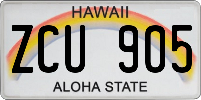 HI license plate ZCU905