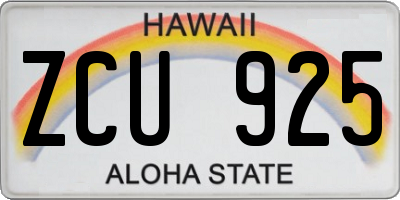 HI license plate ZCU925