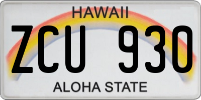 HI license plate ZCU930