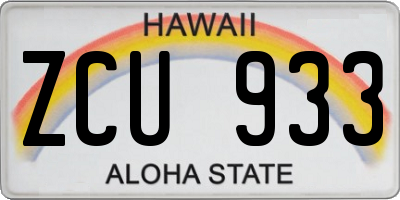 HI license plate ZCU933