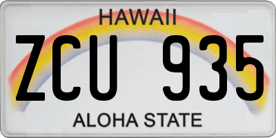 HI license plate ZCU935