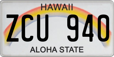 HI license plate ZCU940
