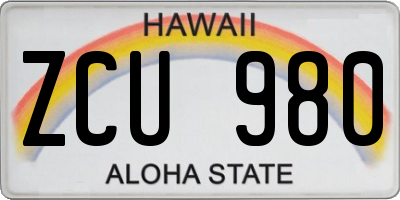 HI license plate ZCU980