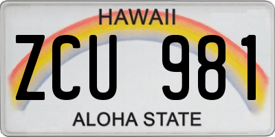 HI license plate ZCU981